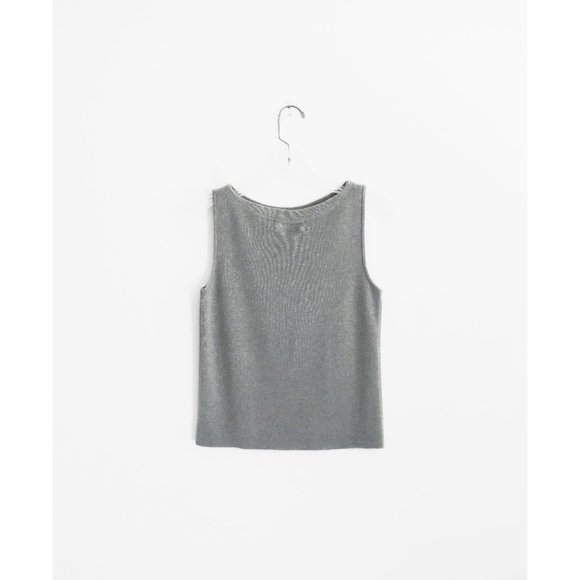 Vtg 90s Linda Allard Ellen Tracy Grey Cashmere Knit Sleeveless Top size Large - Picture 6 of 6
